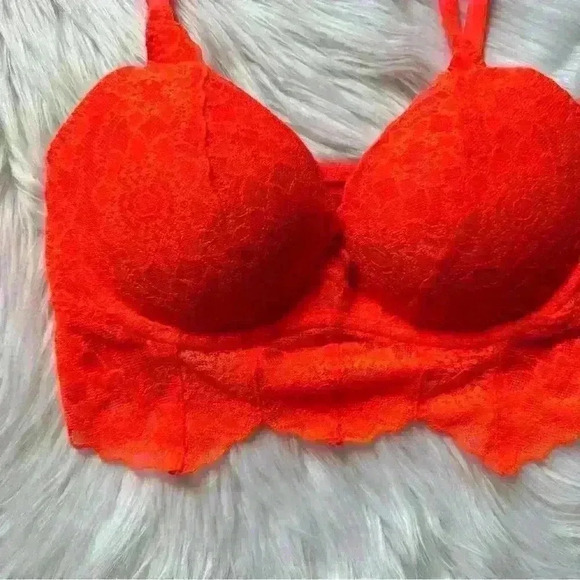 Victoria’s Secret PINK Lace Bralette Neon Orange XS - Picture 2 of 6